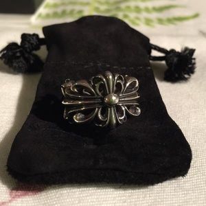 Brand New Sliver Chrome Hearts Floral Cross Ring