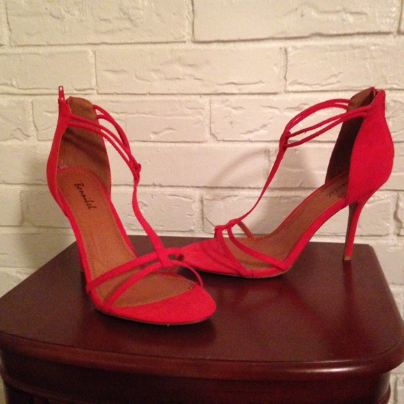 Bonnibel red suede high heels.