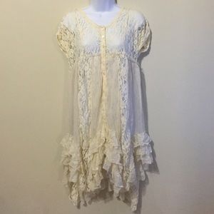 Free People Sheer Lace Button-Up Dress!