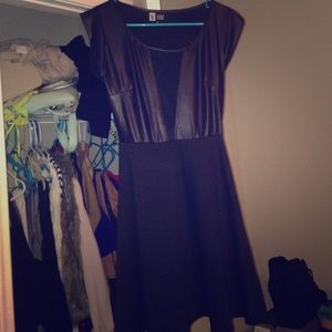 Slit down the middle  black flair dress