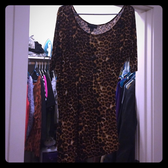 CHEETAH PRINT OFF THE SHOULDER SHEER TOP/DRESS