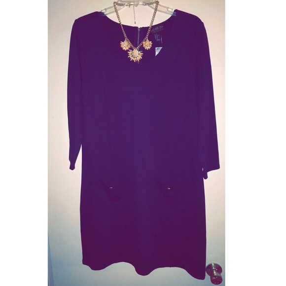 Navy Blue Dress with Gold Buttons