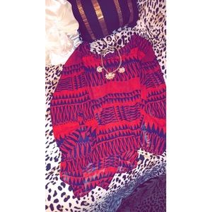 Red and Navy Blue Print Top
