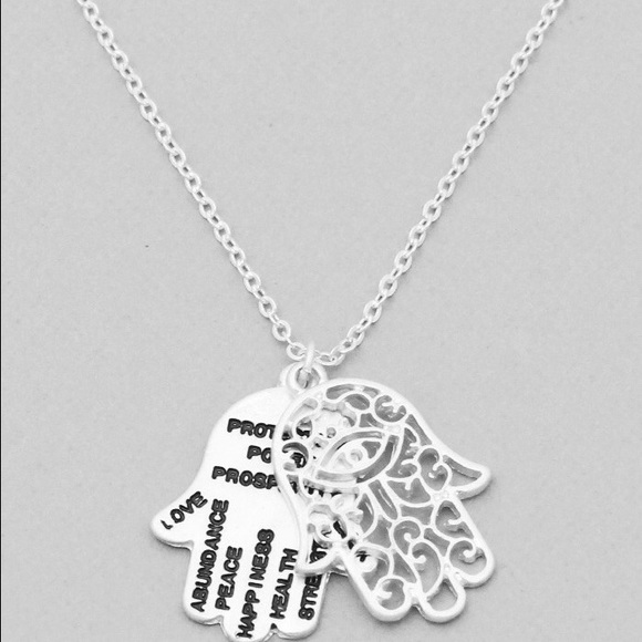 Hamsa Hand message necklace silver - Picture 2 of 3