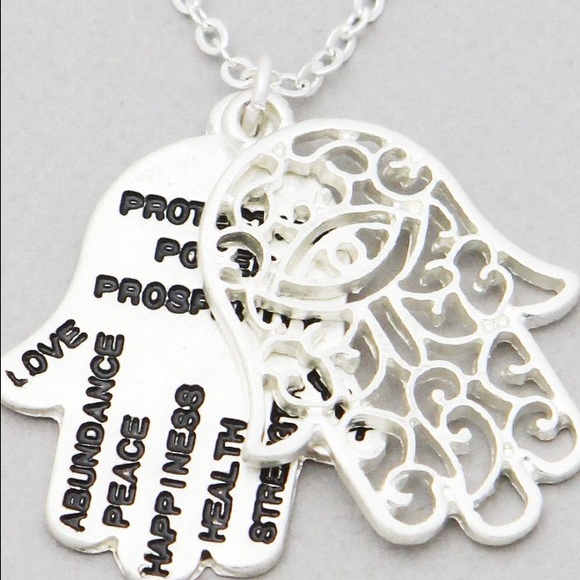 Hamsa Hand message necklace silver - Picture 3 of 3