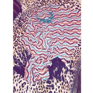 Multicolor Open Front Kimono with Fringe Bottom