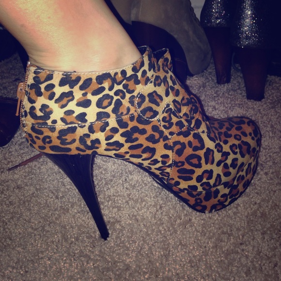 Cheetah print booties