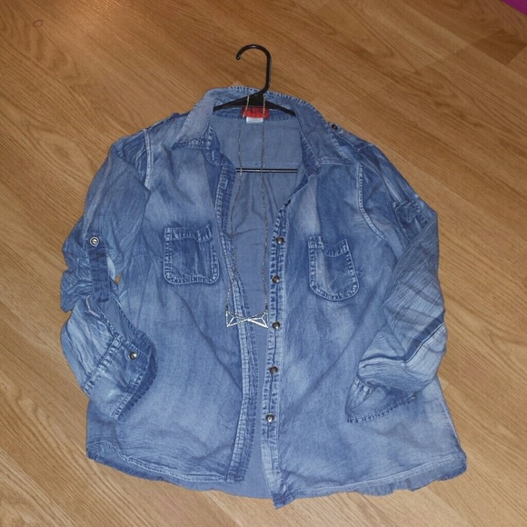 Denim button up.
