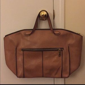 Zara 100% Leather Beige Satchel