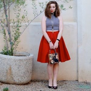 Chic red midi skirt