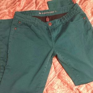 Teal skinny jeans