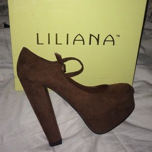 Brown Suede Mary Jane Heels