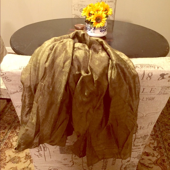 100% Silk Olive Green Scarf