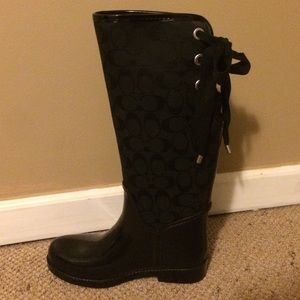 Black coach rain boots