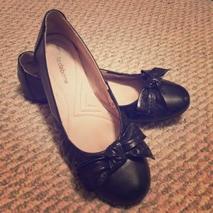 Black Mary Jane Style Leather Flats