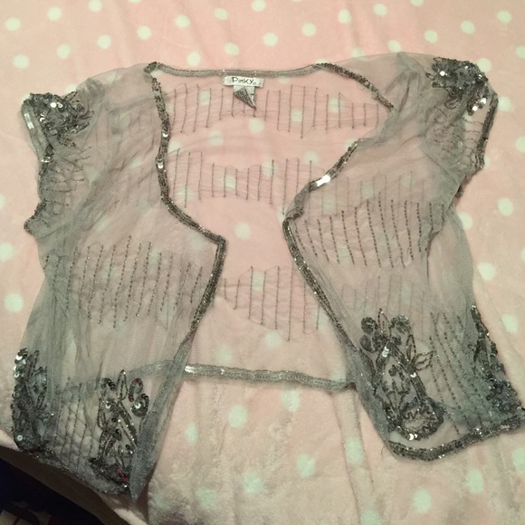 Silver sequin shrug size large