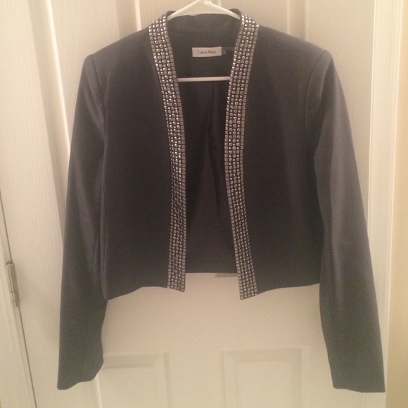 ✨Beautiful Embellished Calvin Klein Grey Blazer ✨