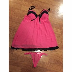Pink Babydoll Lingerie Set
