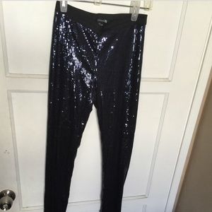 Navy blue sequin leggings