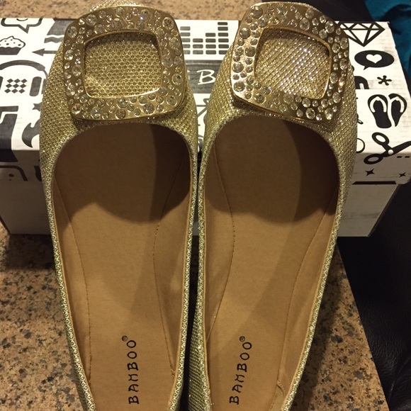 Sparky Gold Bamboo Flats / Shoes