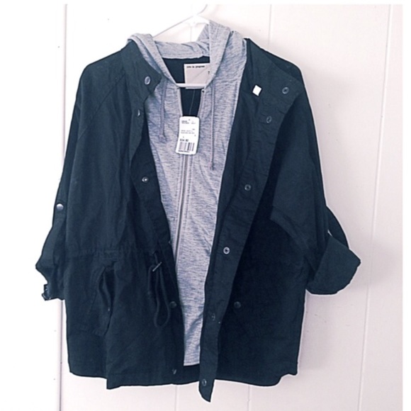Forever 21 Navy Blue Grey Hoodie Jacket
