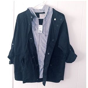 Forever 21 Navy Blue Grey Hoodie Jacket