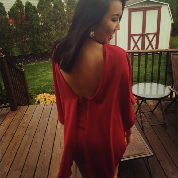 Red backless dress