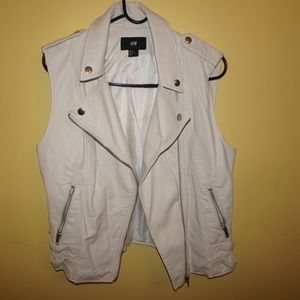 White faux leather vest