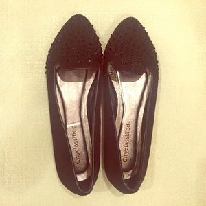 Black rhinestone flats