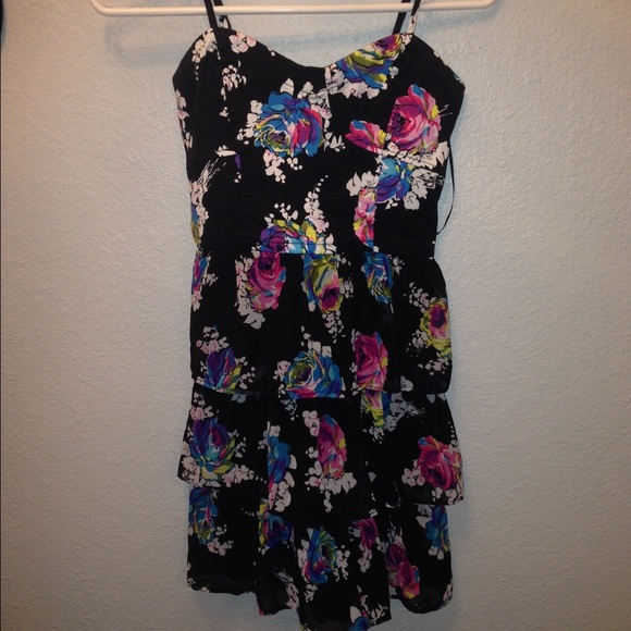 Black dress white flowers