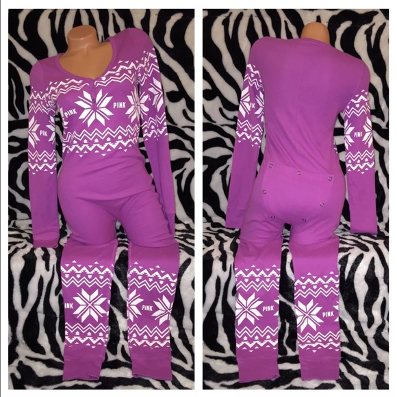 VS PINK Snowflake Purple Pajama Onesie (medium)