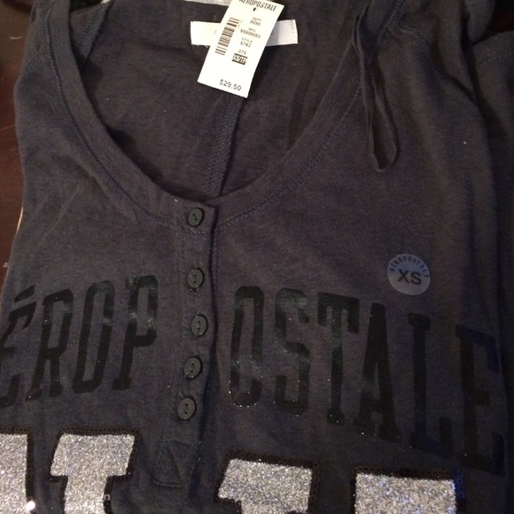 AERO Vneck 5 button NY glitter baseball style - Picture 3 of 4