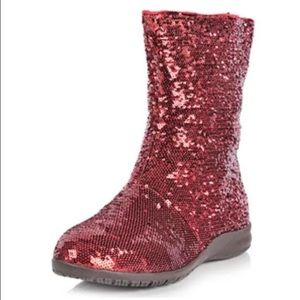 Joan Boyce sequin boots burgundy sz 8M