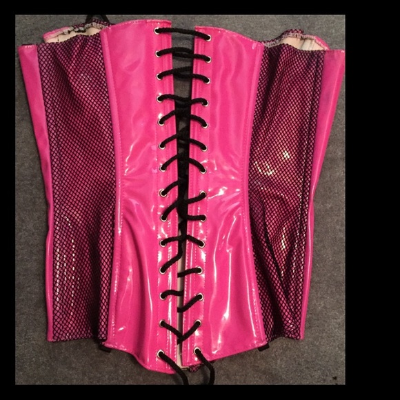 💕Allure Leather Pink Corset Rave stripper rave