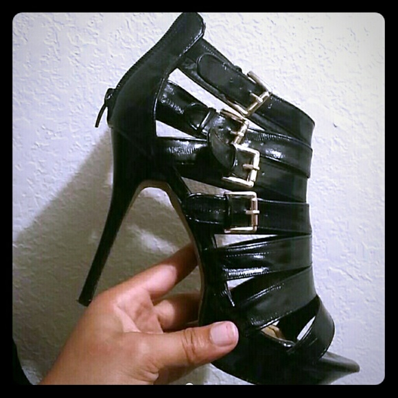 Black strappy heels