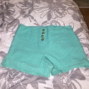 Teal high waist shorts