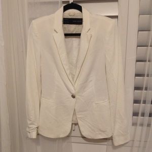 Zara padded shoulder cotton blazer