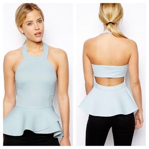 ASOS Petite Peplum Halter Top