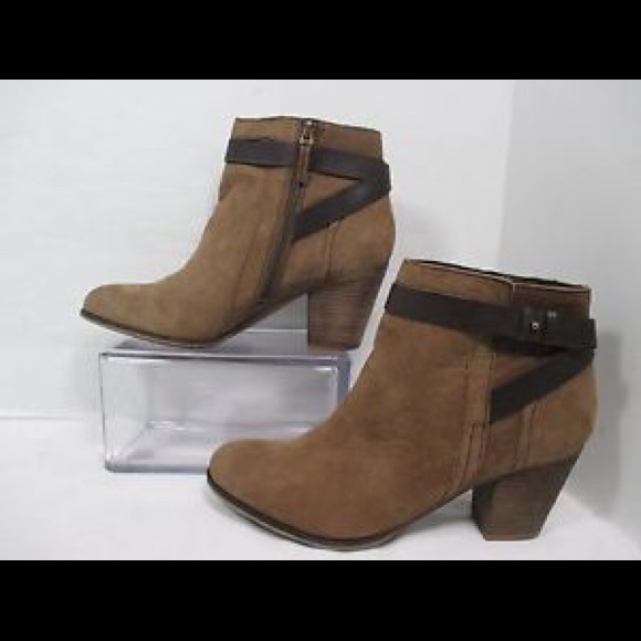 ❤️Franco Sarto DOTTY Brown Suede Ankle Boots💋