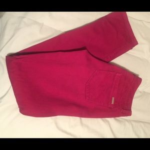 White Black red slim leg jean