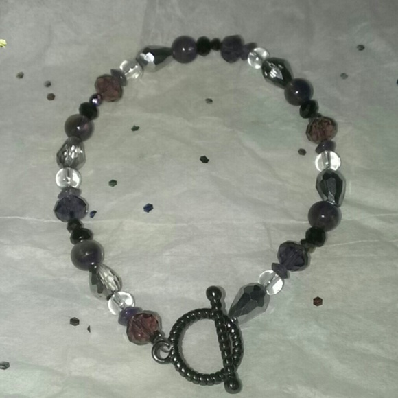 Handmade Amethyst glass bead bracelet
