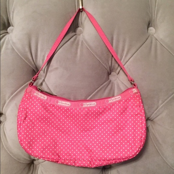 LeSportsac pink & white polka-dot bag