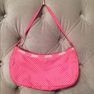 LeSportsac pink & white polka-dot bag