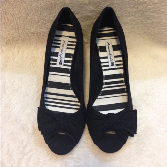 Black Peep Toe Wedges