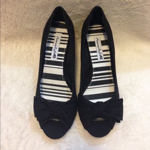 Black Peep Toe Wedges