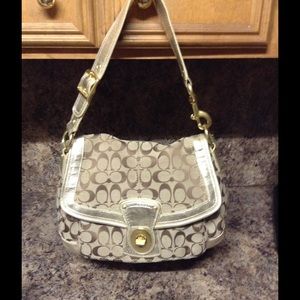 COACH LARGE BROWN & GOLD BAG