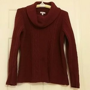 Warm and cozy burgundy cowl neck sweater