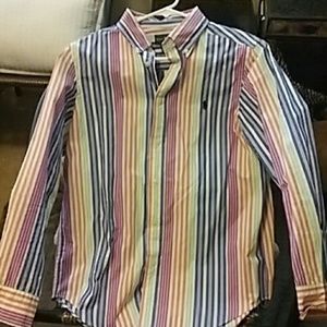 Boys long sleeve button down striped shirt