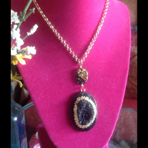🎁Handmade Drusy & Polymer Clay Necklace