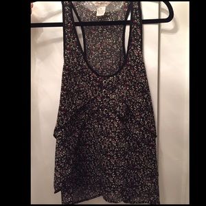 Flowy black tank with flower print